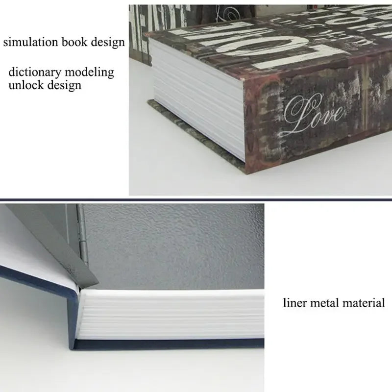 Libro Caja Fuerte con Cerradura de Combinación para Guardar Dinero y Llaves