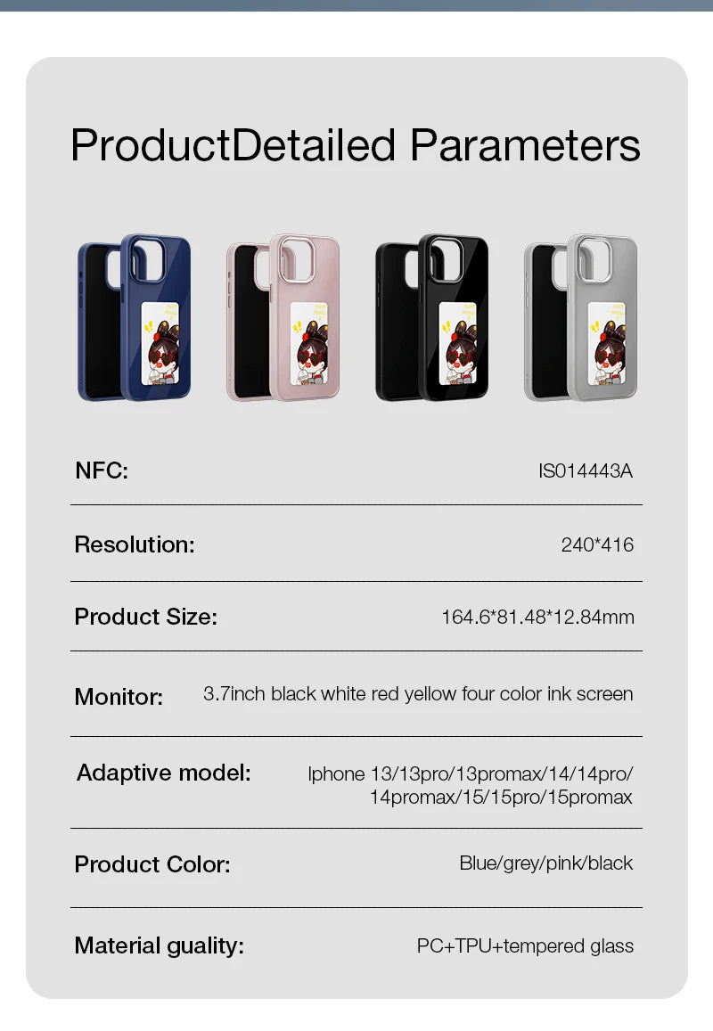Funda Inteligente NFC con Pantalla Personalizable para iPhone 13–16