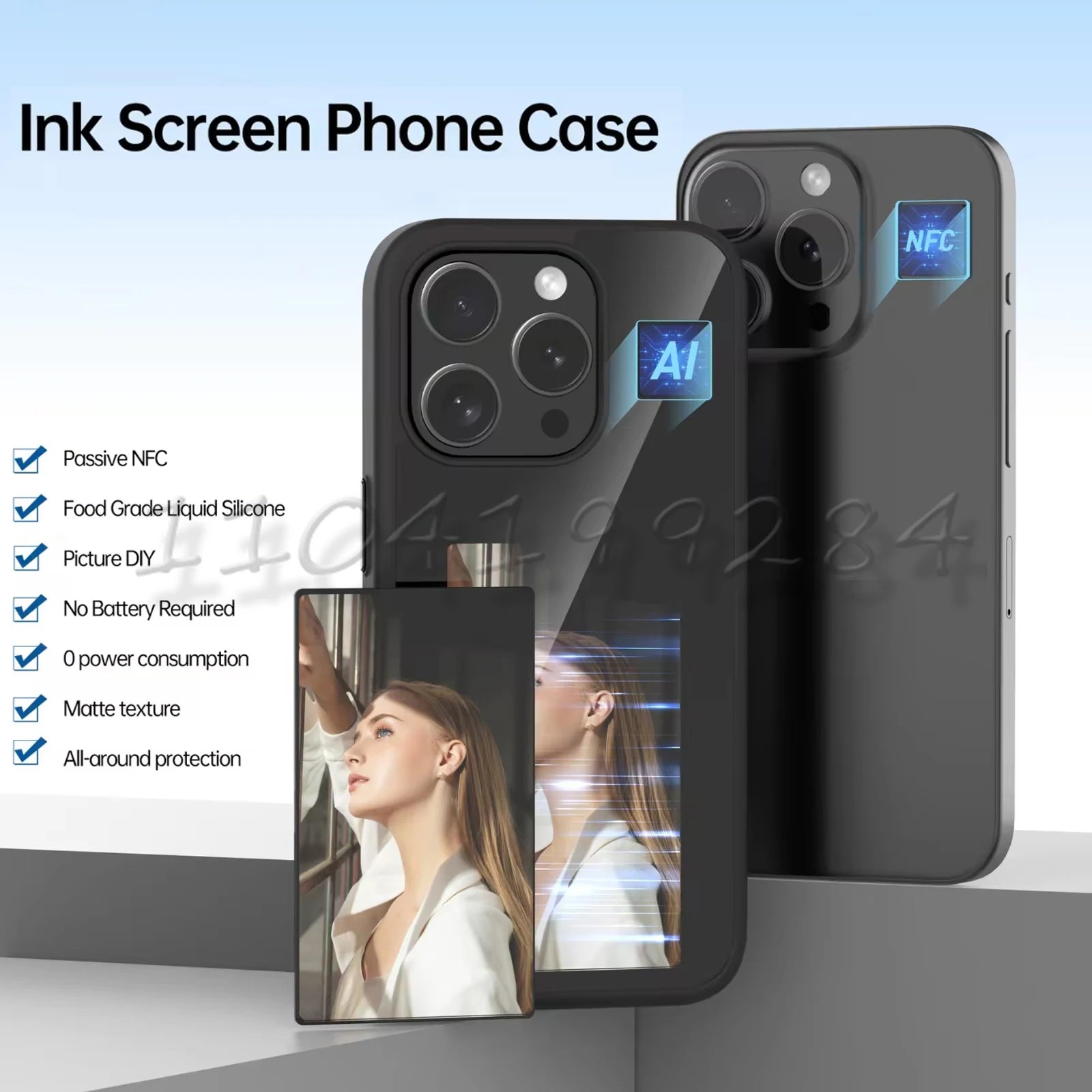 NFC Function DIY Electronic Ink Case for Iphone 16 15 14 13 Pro Max 3.7Inch Screen Display Box Wireless Transmission Projection