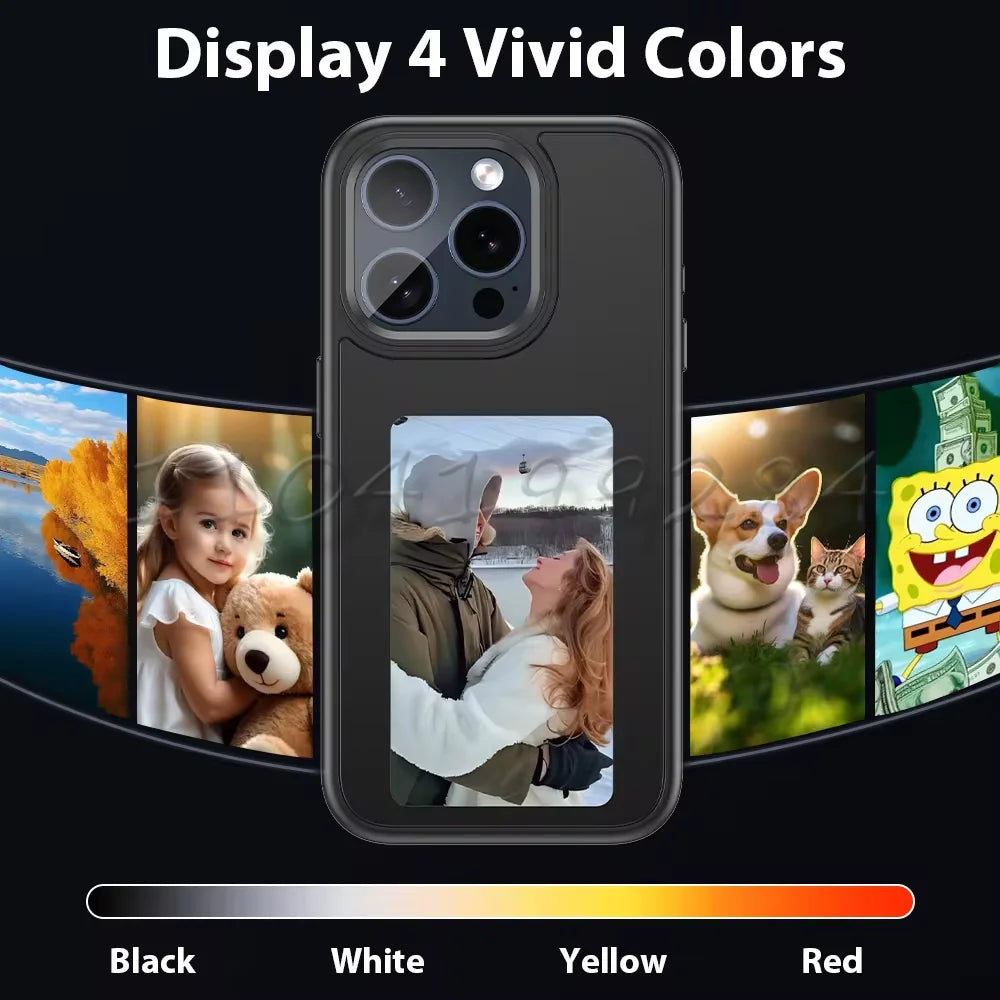 NFC Function DIY Electronic Ink Case for Iphone 16 15 14 13 Pro Max 3.7Inch Screen Display Box Wireless Transmission Projection